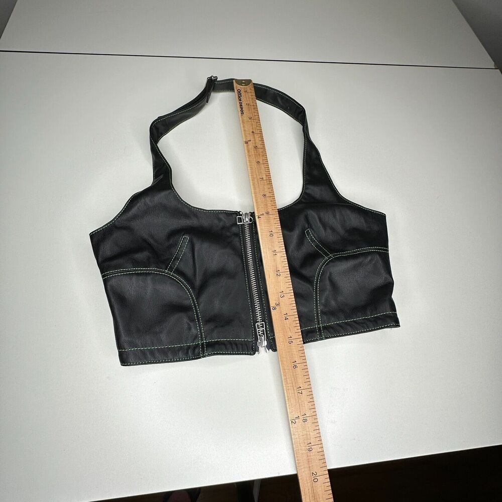 NWOT Eckhaus Latta Black Switch Halterneck Zip Top Tonal Stitch Scoop Neck Med - Picture 10 of 10